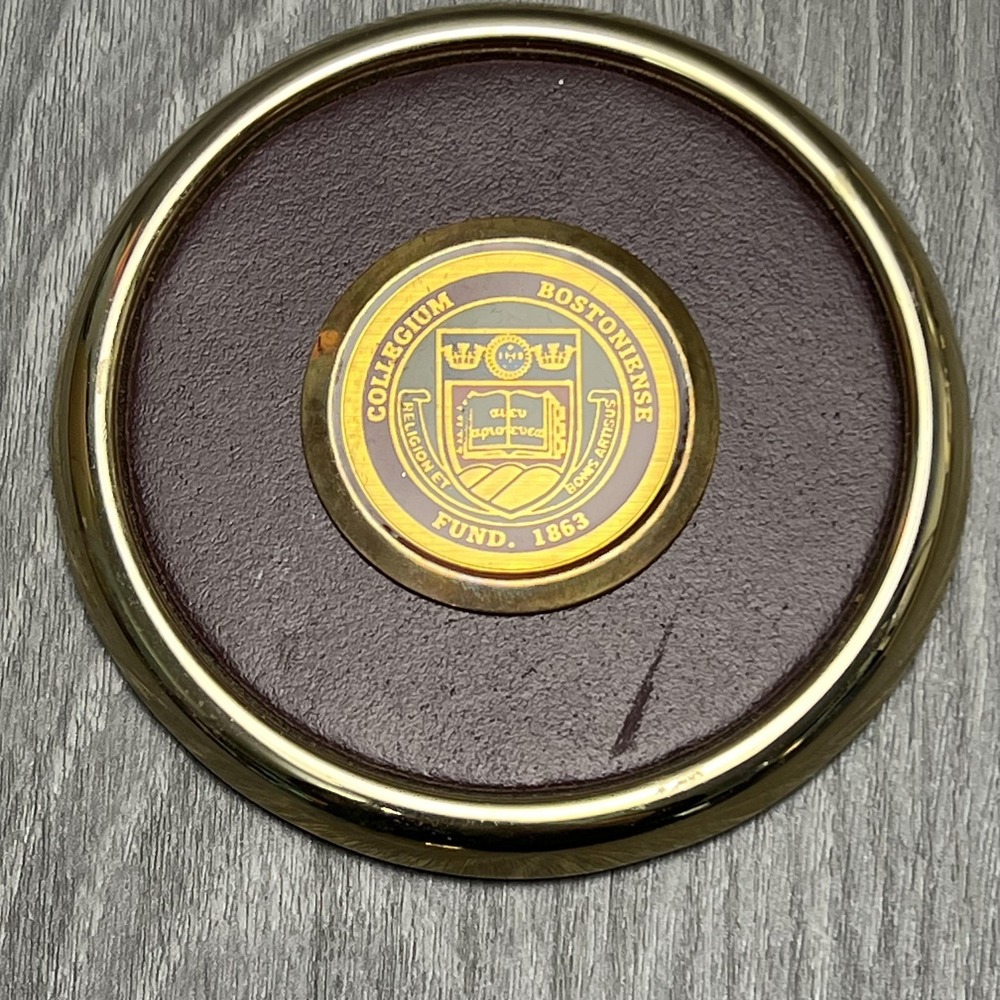 Boston College Coaster Round Leather Cork Vintage Gold Collegiate